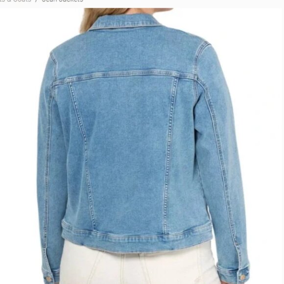 Seven Ladies Wembley Wash Blue Button Down Modern Denim Jean Jacket - Small - Picture 2 of 6